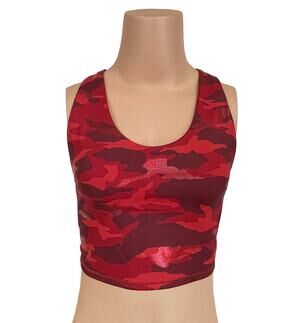 Athleta Ultimate Printed Crop A-C Sz S New $64 Camo Red Medium Impact Sports Bra